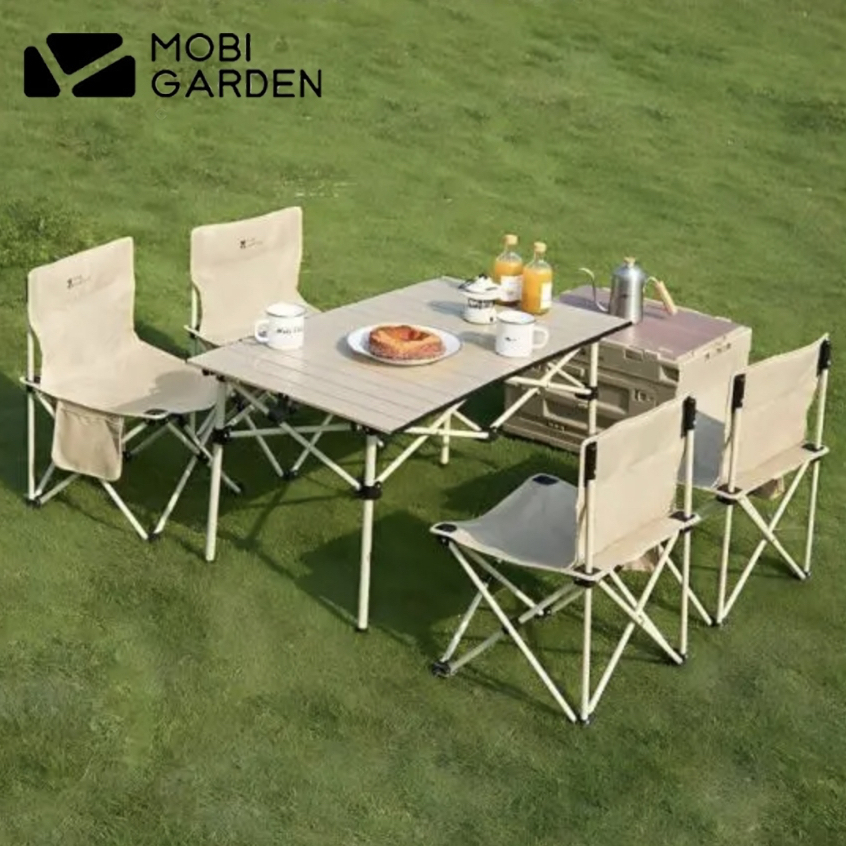 Mobi garden ชุดโต๊ะพับและเก้าอี้ Mobi Garden การตั้งแคมป์กลางแจ้ง ปิกนิก สี Japanese khaki