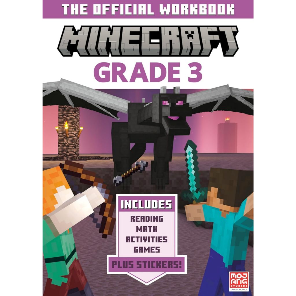 Minecraft Workbook Grade3 [Original ลิขสิทธิ์แท้ 💯]ส่งด่วน🚚 Math Reading Activities Games for Age8-9