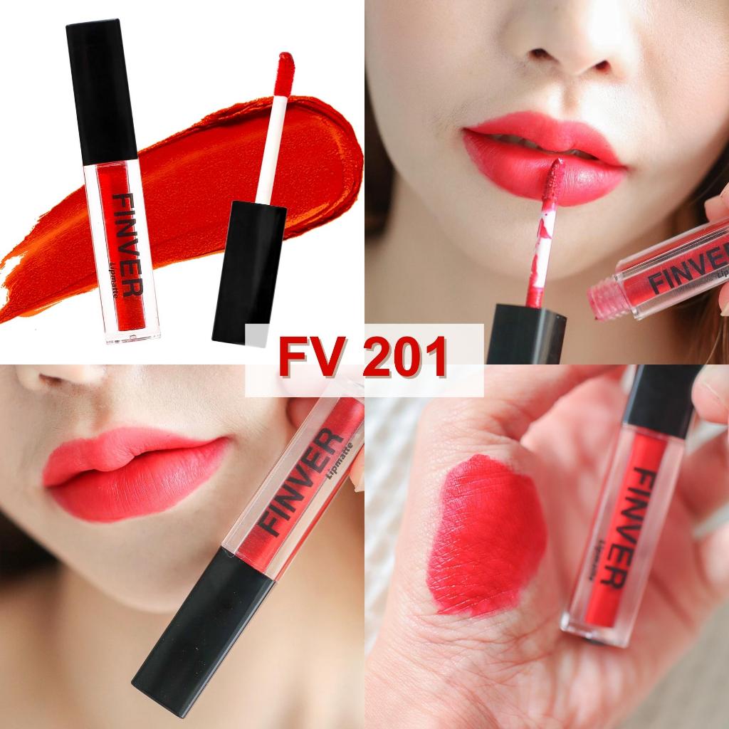 สีแดง 201 ลิป ฟินเวอร์ By FiNVALA ลิปแมท จุดเด่น สีสวย กันน้ำ แห้งไว สีติดทน Lip Finver ลิปตัวดัง ของพี่ดาว ฟินเวอร์