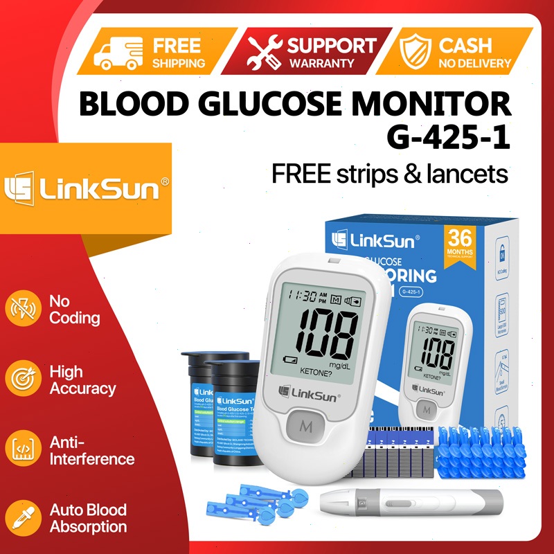 (ส่งด่วน1วัน)มีประกันเครื่อง1ปีครื่องตรวจวัดน้ำตาล Glucose LinkSun(ลิงค์ซัน) รุ่น G425-1 ที่วัดน้ำตาล ที่ตรวจเบาหวาน
