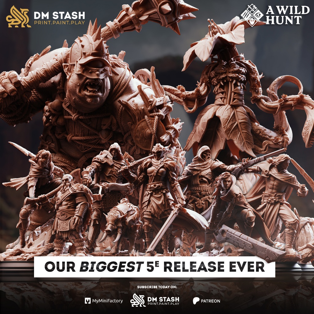 DnD Miniature I  A Wild Hunt - โมเดลบอร์ดเกม (งานเรซิ่นยังไม่ลงสี) ฐาน 1-2 นิ้ว