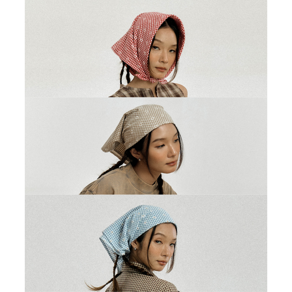 ENDOFMACH | EM CHECKERED HEADSCARF ผ้าผูกผม ผูกเอว size 60*60 cm