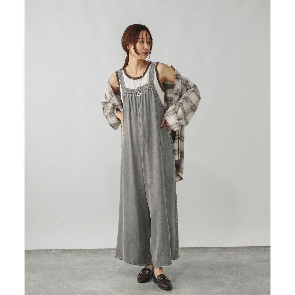 GLOBAL WORK เสื้อเอี๊ยมผู้หญิง เย็นสบายผิว ปรับความยาวเสื้อได้ Assorted Gathered Wide Leg Salopette