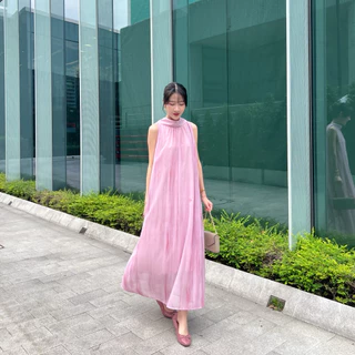 ✨Lady Cecilia Dress - Miida สวยมากกก💫เดรสยาวผ้าพิมลายทางลง ดีเทลคอสูงมีชายผ้าพาดไปด้านหลัง