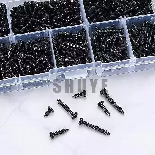 SHUYE ชุดสกรูหัวกระทะ M3 สกรูงานไม้ 6 8 10 12 16 18 20 มม 500ชิ้น ตะปูเกลียว