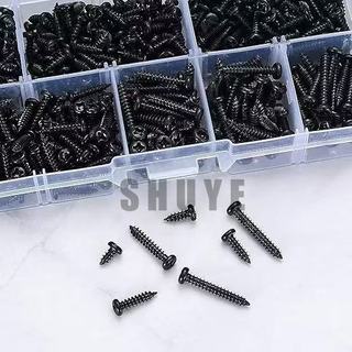 SHUYE ชุดสกรูหัวกระทะ M3 สกรูงานไม้ 6 8 10 12 16 18 20 มม 500ชิ้น ตะปูเกลียว