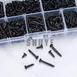 SHUYE ชุดสกรูหัวกระทะ M3 สกรูงานไม้ 6 8 10 12 16 18 20 มม 500ชิ้น ตะปูเกลียว