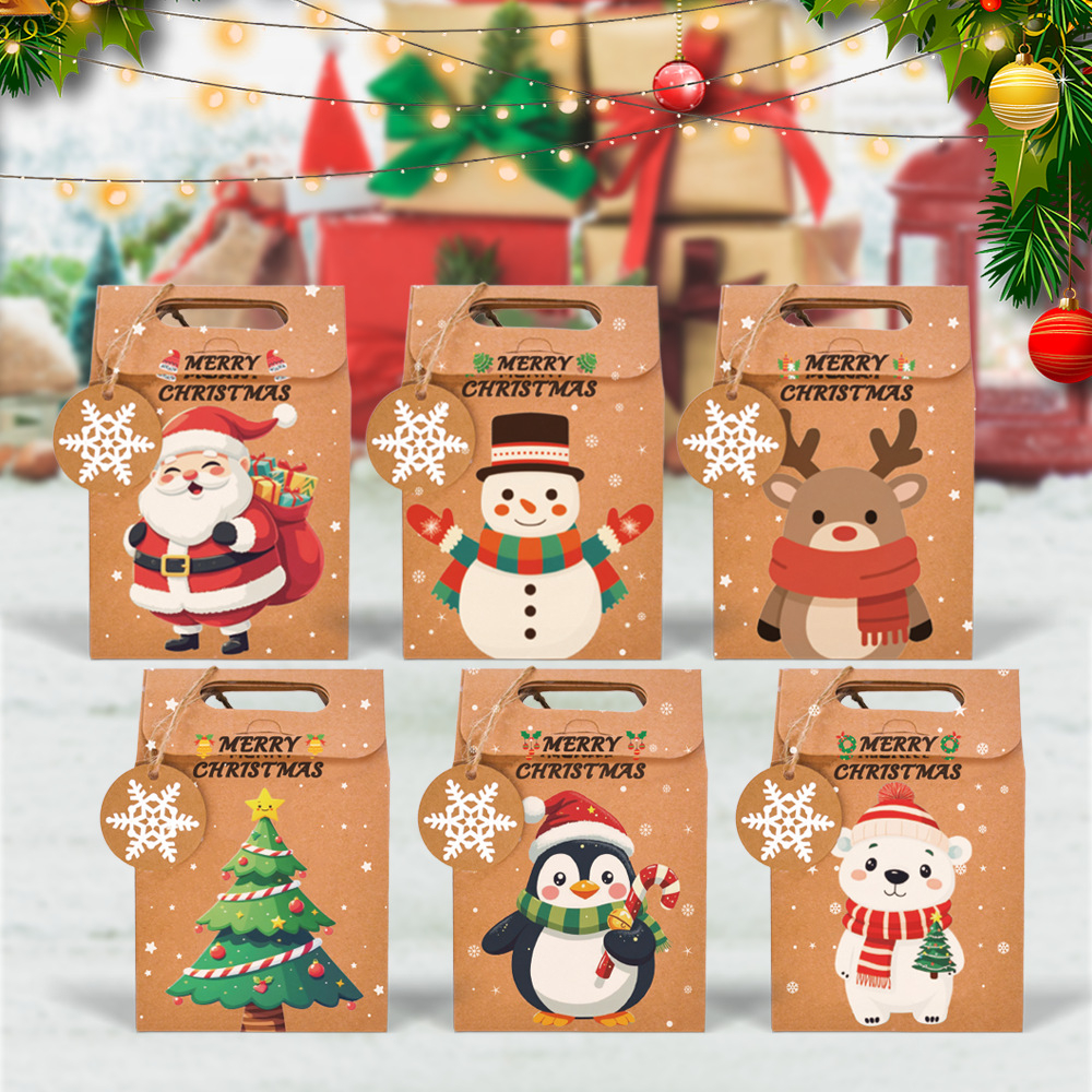 🟢EPA🟢กล่องขนมเทศกาล กระดาษคราฟท์+ป้ายแท็ก(ทรงหูจับ) คริสต์มาส/ปีใหม่