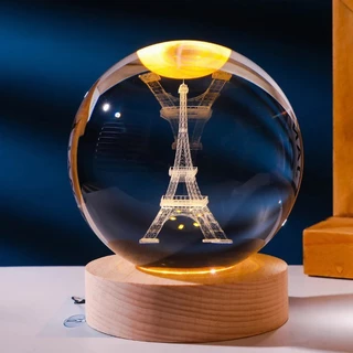 3D LED โคมไฟหัวเตียง หลายรุ่นเลือกได้+USB โคมไฟคริสตัล โคมไฟตั้งโต๊ะ โคมไฟกลางคืน ของขวัญวันเกิด 6cm