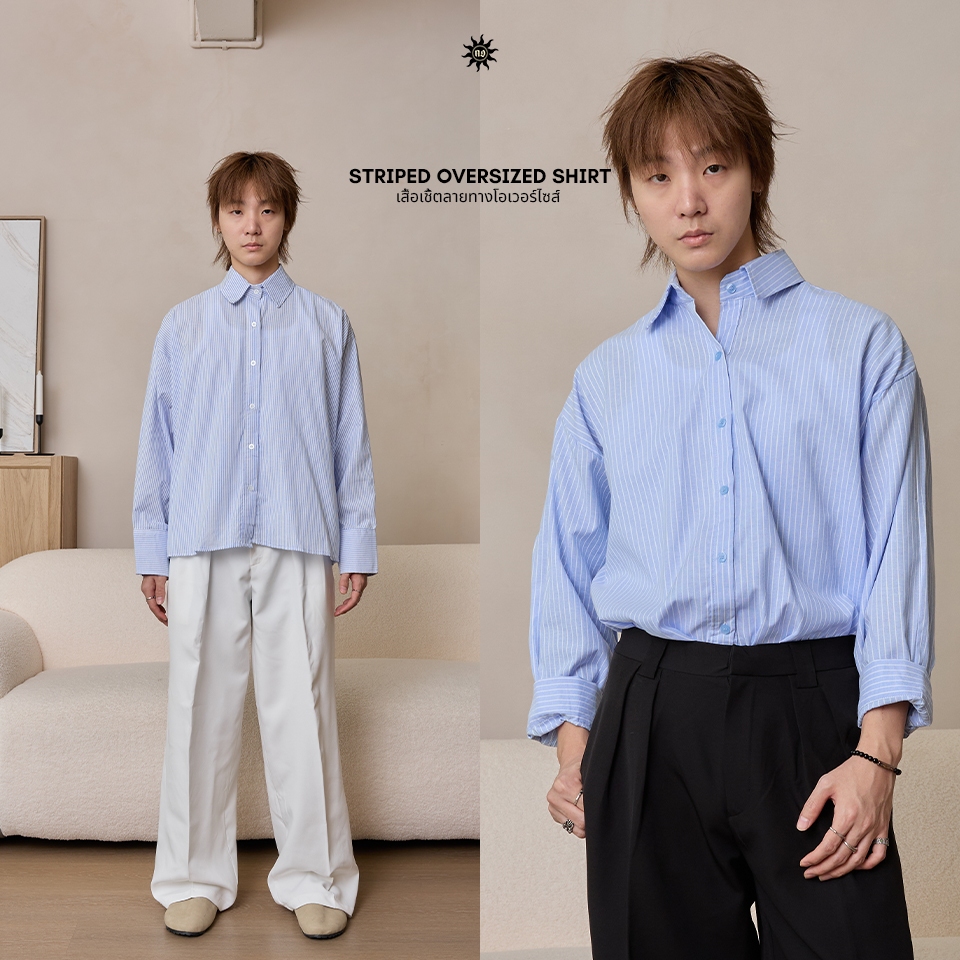 NORMAL.DAY เสื้อเชิ้ตลายทางโอเวอร์ไซส์ รุ่น CITY BOY / STRIPED OVERSIZED SHIRT CITY BOY