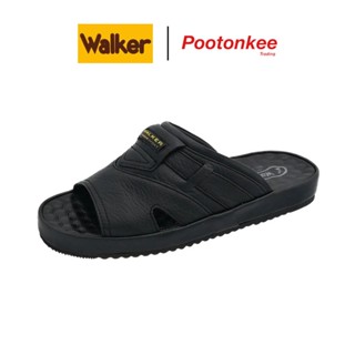 WALKER รุ่น M1339 รองเท้าแตะวอคเกอร์ รองเท้าหนังแท้ สีดำ สีน…