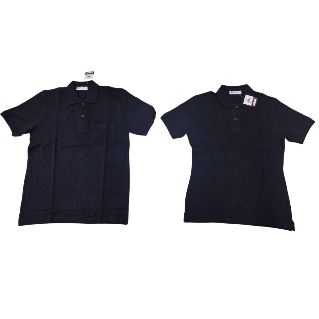 เสื้อโปโล สีดำล้วน แขนรัด เนื้อผ้าคอตตอน ลาคลอส YACHIKA