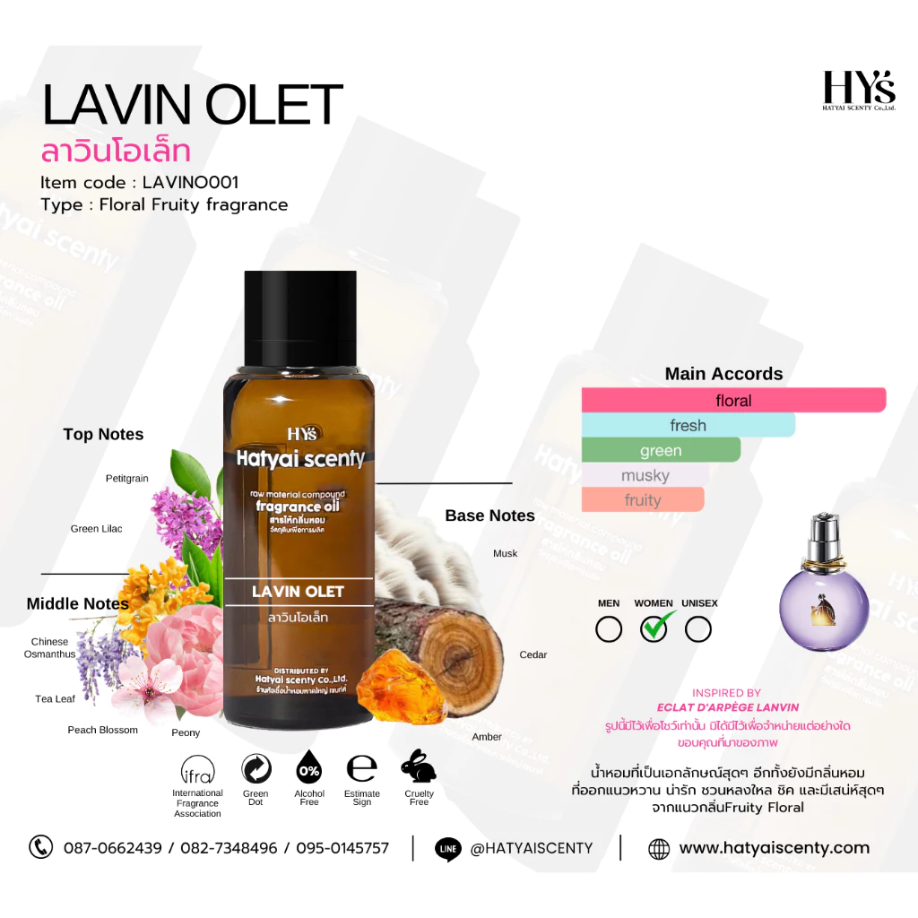 หัวเชื้อน้ำหอม กลิ่น LAVIN OLET ลาวินโอเล็ท