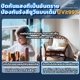 【ราคาต่อ 2 เมตร】100ปีไม่พัง ฟิล์มติดกระจก บ้าน กันรังสีUV99% กันความร้อน ฟิล์มกรองแสง ฟิล์มปรอท WindowFilm