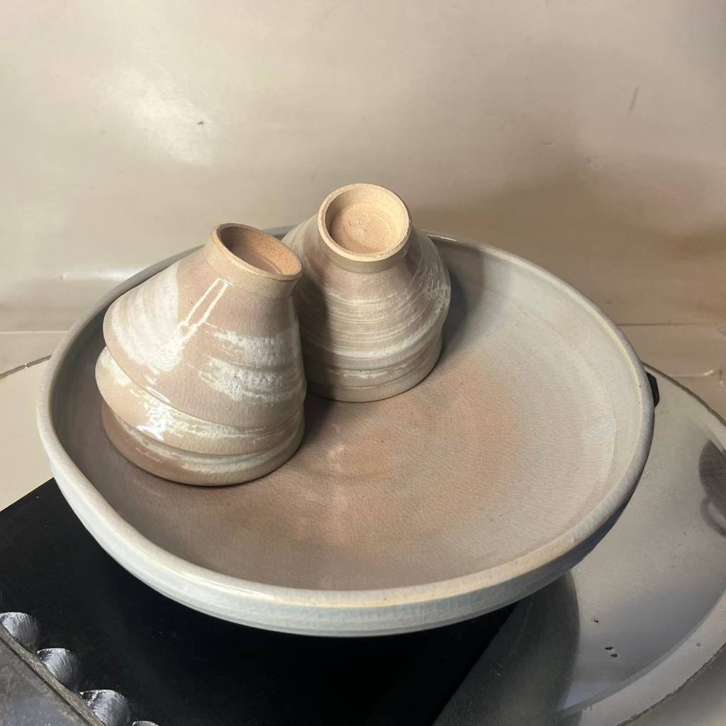 [Hagi Ware] ถาดเซรามิกใส่อุปกรณ์ชงชา / จานขนมญี่ปุ่น (萩焼 プレート) งานเครื่องปั้นดินเผาแท้จากเมืองฮางิ (