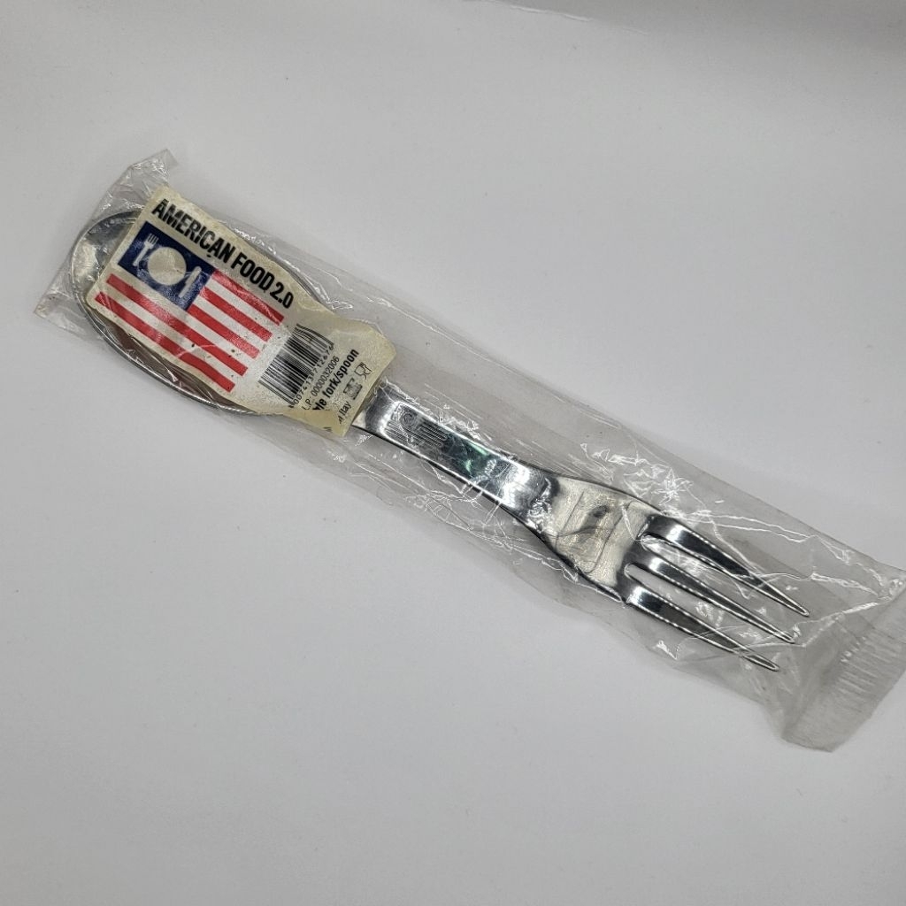 American food 2.0 double fork spoon mad in Italy ช้อน ส้อม stainless สแตนเลส