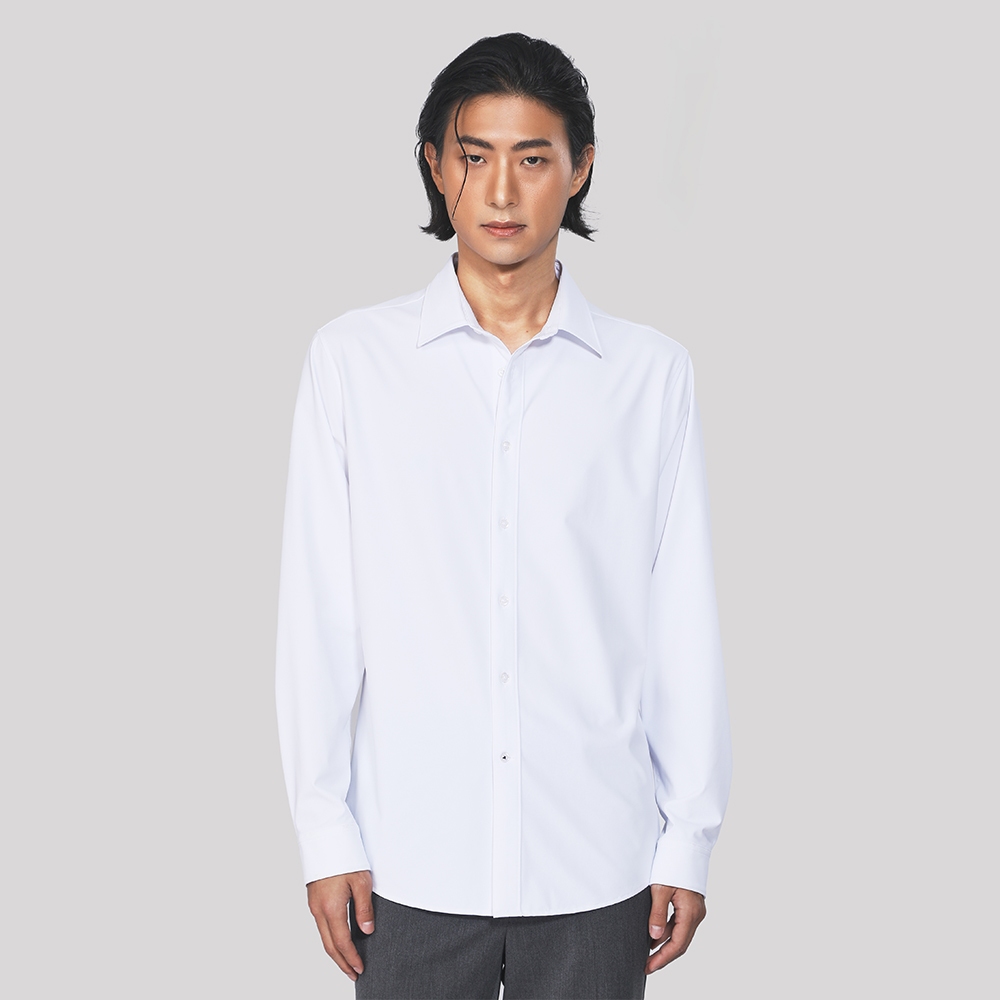 John Henry เสื้อเชิ้ตผู้ชายแขนยาว ทรงเข้ารูป รุ่น JH S426MSLSM14 - สีขาว