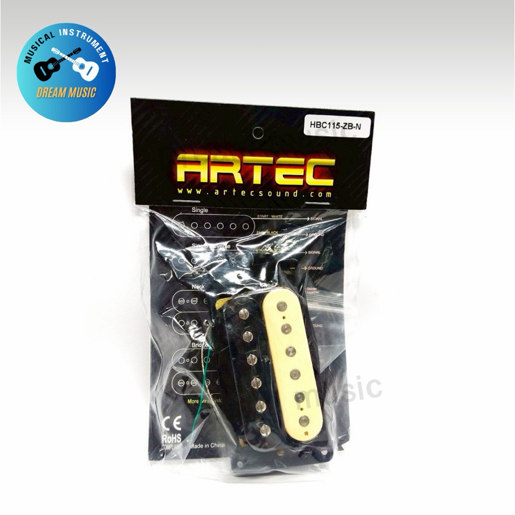 ปิ๊กอัพกีตาร์ฮัมบัคกิ้ง(ฮัมบัคเกอร์) Artec HBC115-ZB-N Matching Humbucker Pickups