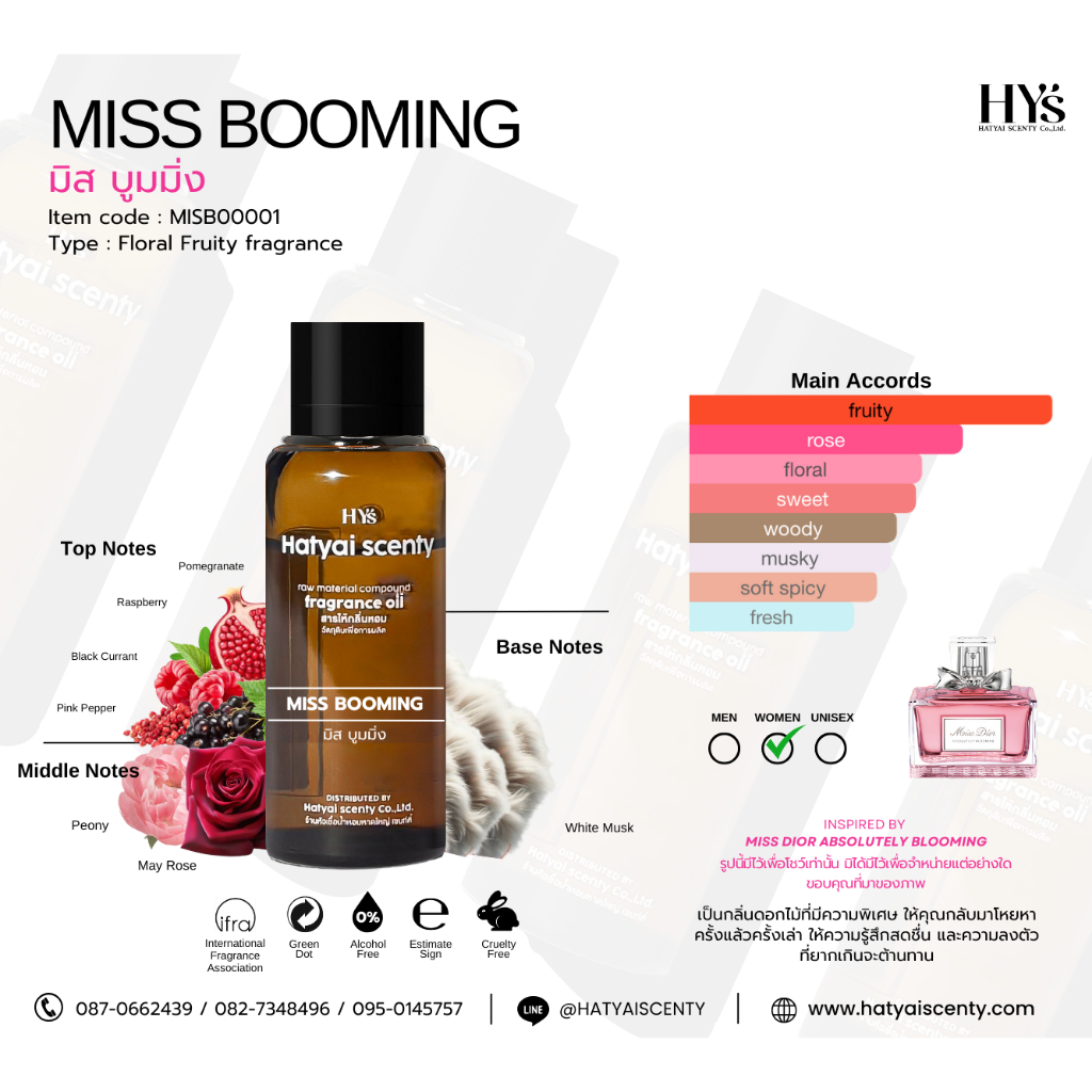 หัวเชื้อน้ำหอม กลิ่น MISS BOOMING มิส บูมมิ่ง