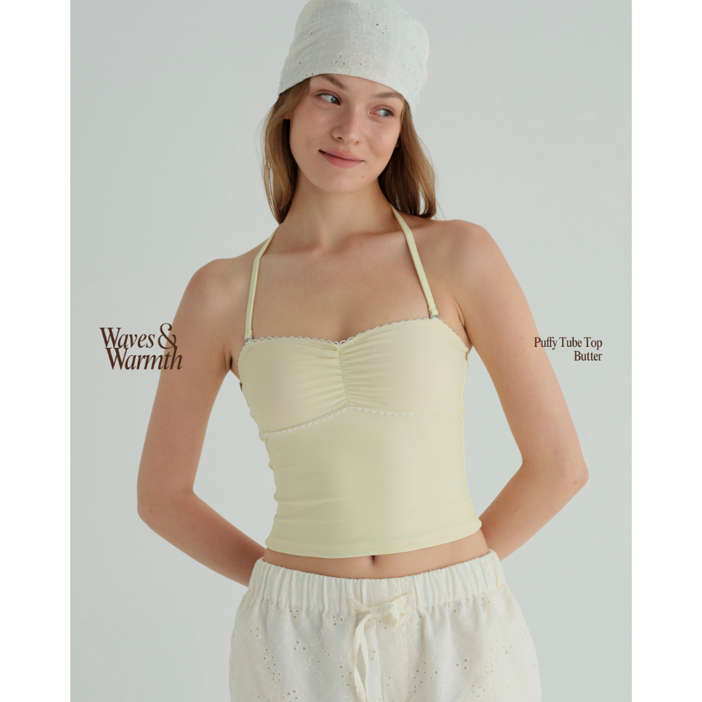 when.we.summer - Waves&Warmth Puffy Tube Top (-เฉพาะเสื้อ-) ใส่ได้ 3 แบบ แขนเสื้อถอดได้