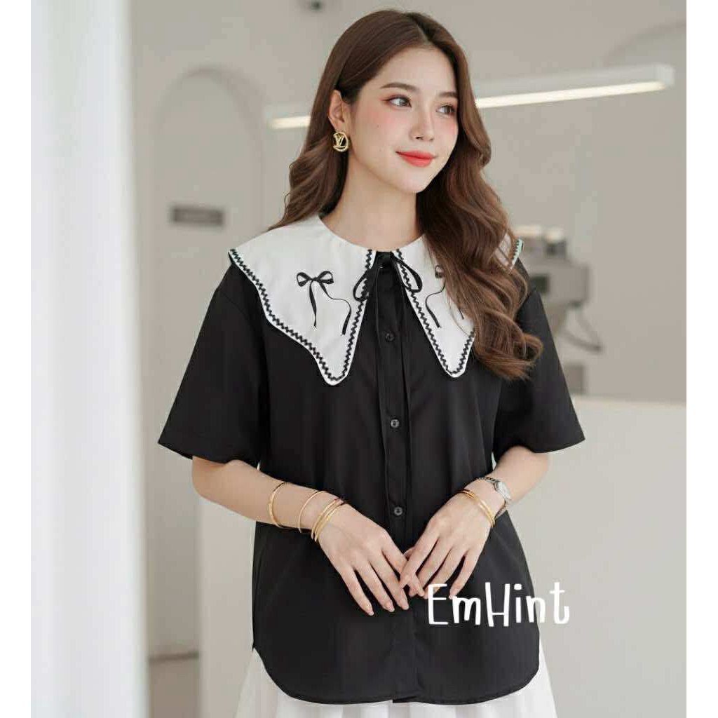 S04 เสื้อคอปกปักลาย free size52“ Long27-29"