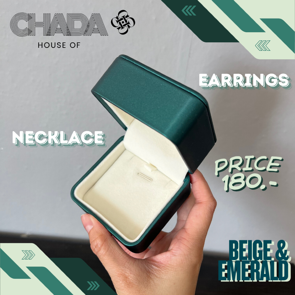 HOC กล่องสร้อยคอหนัง สีเขียวมรกต รุ่น Beige&Emerald