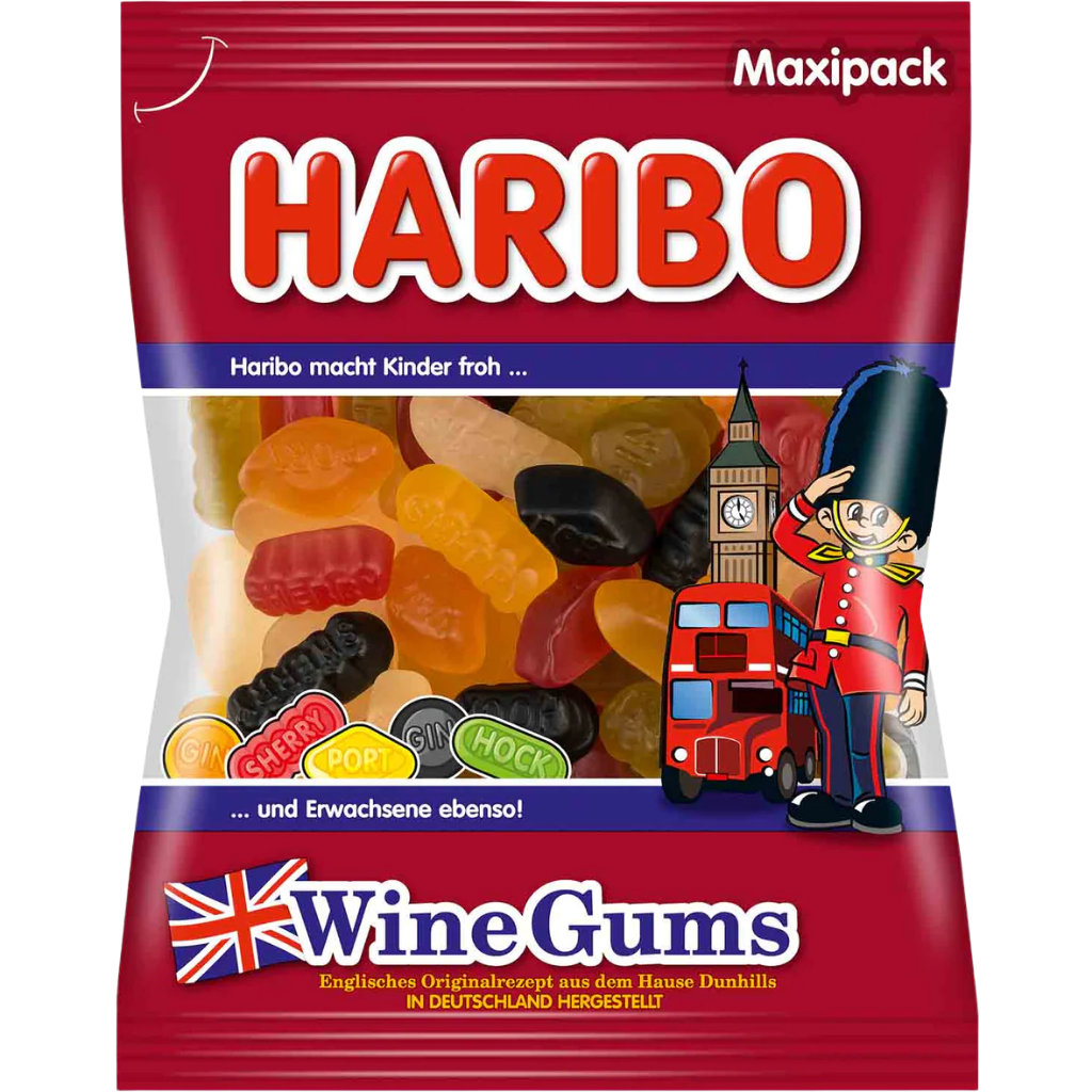 Haribo Wine Gums 500g ฮาริโบ ไวน์กัม เยลลี่นำเข้า รสผลไม้ เคี้ยวนุ่ม ไม่ผสมแอลกอฮอล์ ขนมนำเข้าอังกฤษ Winegums