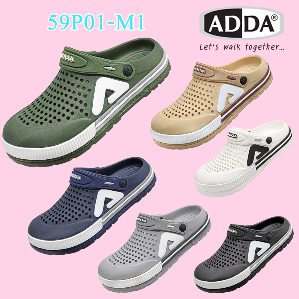 💓พร้อมส่ง💓ADDA รองเท้าแตะ รองเท้าลำลอง แบบสวมหัวโต สำหรับผู้ชาย รุ่น 59P01M1 (ไซส์ 7-10) แท้💯%