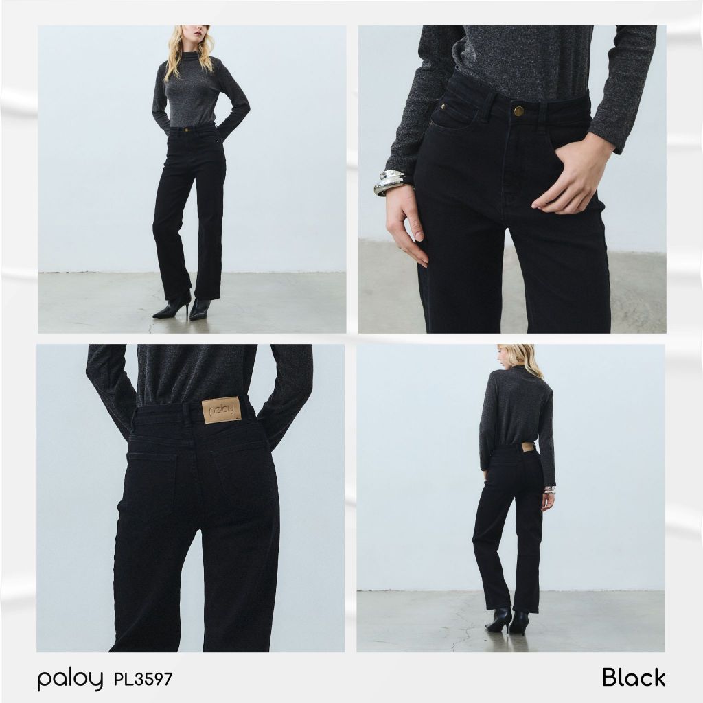[Best Seller] Paloy -  PL3597 กางเกงยีนส์ขากระบอกกลาง ผ้ายืดใส่สบาย รูปที่ 2