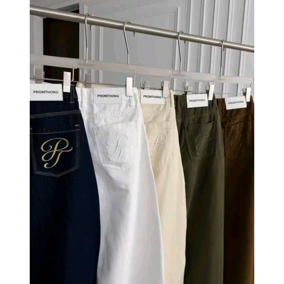 PTJ30318 Bryant Barrel Cargo กางเกงยีนส์คาร์โก้ขากระบอกทรงบาเรลกระเป๋าเจาะ PROMTHONG