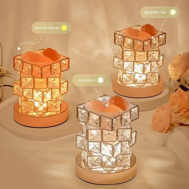 โคมไฟ SERIES โคมไฟกลางคืนขนาดเล็กในห้องนอน 3 สีสามารถปรับระดับไฟ LED ชาร์จโคมไฟลูกบาศก์เซนติเมตร