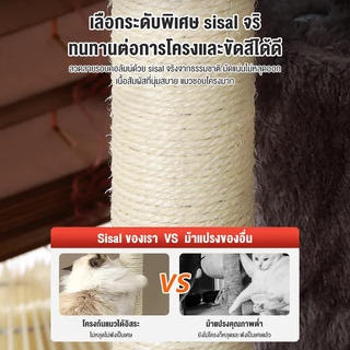 คอนโดแมว คอนโดแมวไม้ เสาลับเล็บแมวได้ คอนโดกำมะหยี่และคอนโดไม้ แน่นไม่สั่น เหมาะสำหรับแมว 3-6 ตัว