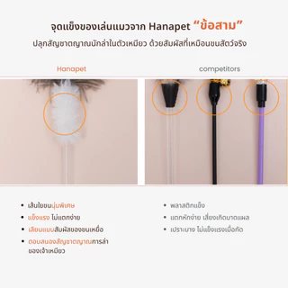 Hanapet ไม้ตกแมวขนนก/ขนสัตว์แท้ 100% มีให้เลือก 12 แบบ เบ็ดตกแมว ไม้ล่อแมวคุณภาพสูงนำเข้าจากเกาหลี