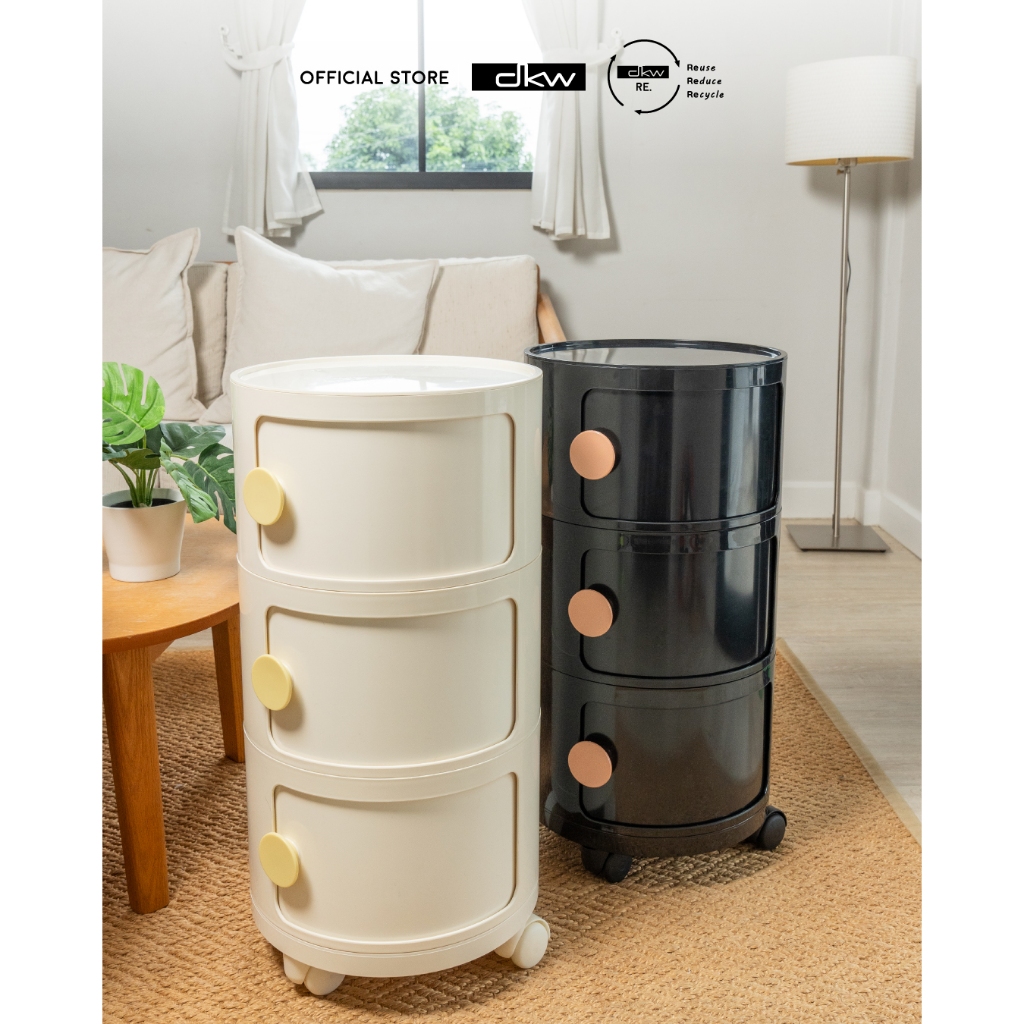 DKW ตู้ลิ้นชักบานเลื่อน 3 ชั้น มีล้อ รุ่น Tori (มีหลายสี) ตู้เสื้อผ้า ตู้เก็บของ ตู้ข้างเตียง