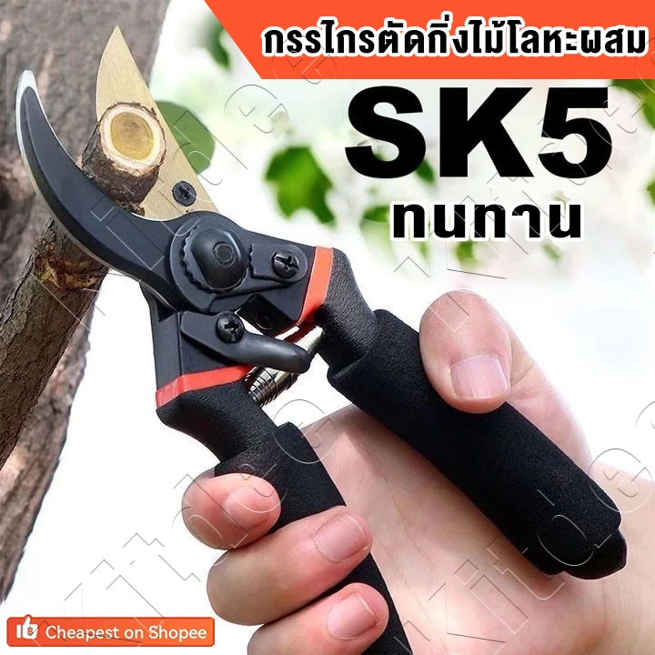 ✂️คม✂️กรรไกรตัดกิ่งไม้ SK5 แท้ กรรไกรตัดหญ้า แต่งสวน คม ทน ประหยัดแรงงาน กันไกรตัดกิ่ง กรรไกรแต่งกิ่ง คีมตัดกิ่