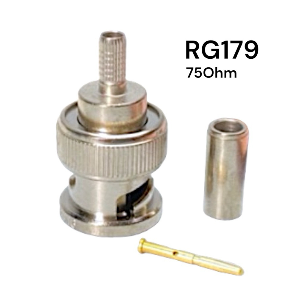 BNC To RG179 75ohm (20-100ชิ้น) หัวต่อกล้อง BNC CCTV หัว Bnc แบบบีบ เข้าสาย RG179 HIGH QUALITY KING