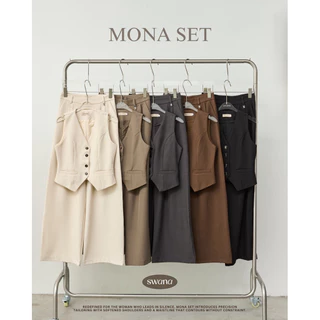 swana.ss - Mona vest set V2 XS-2XL เสื้อแขนกุด + กางเกงขายาวเสื้อแขนกุดกระดุม swana