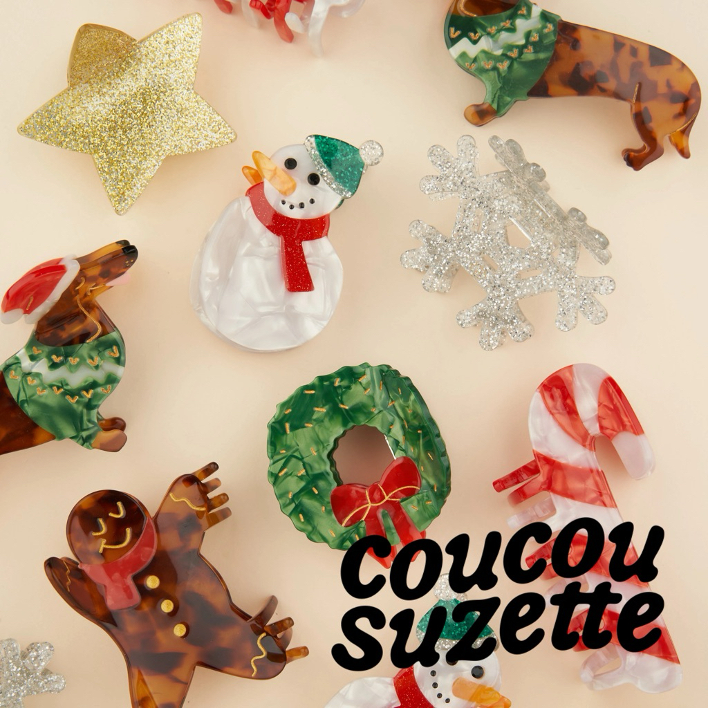 🎄พร้อมส่ง🎄❤️ส่งฟรีไม่ต้องใช้โค้ด❤️ COUCOU SUZETTE HO-HO-HOLIDAYS กิ๊บหนีบผม กิ๊บติดผม