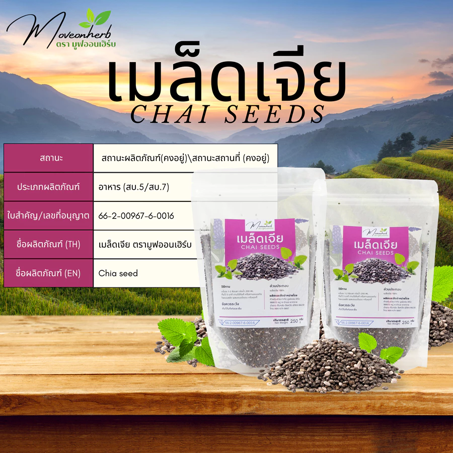 เมล็ดเจีย เมล็ดเชีย มีอย. เกรดAA Chia seed ขนาด250กรัม