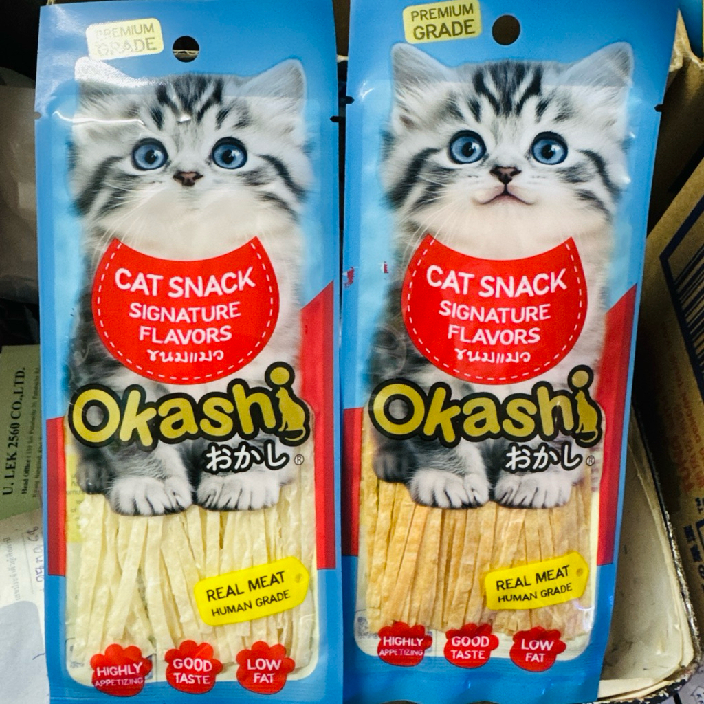 ขนมแมว ปลาเส้น โอคาซิฟิชพัชแครบสติ๊กเฟเวอร์น้ำหนัก 15 กรัม