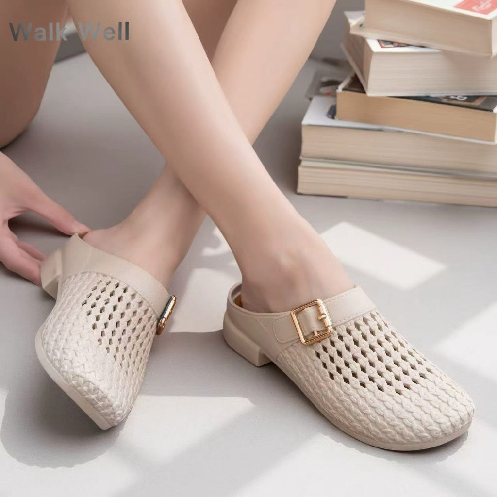 Walk Well 👡 รองเท้าแตะผู้หญิง แบบสวม ระบายอากาศดี วัสดุ PCU นุ่มเบา 💨 ไซซ์ 36–41 มีหลายสีให้เลือก 🎨
