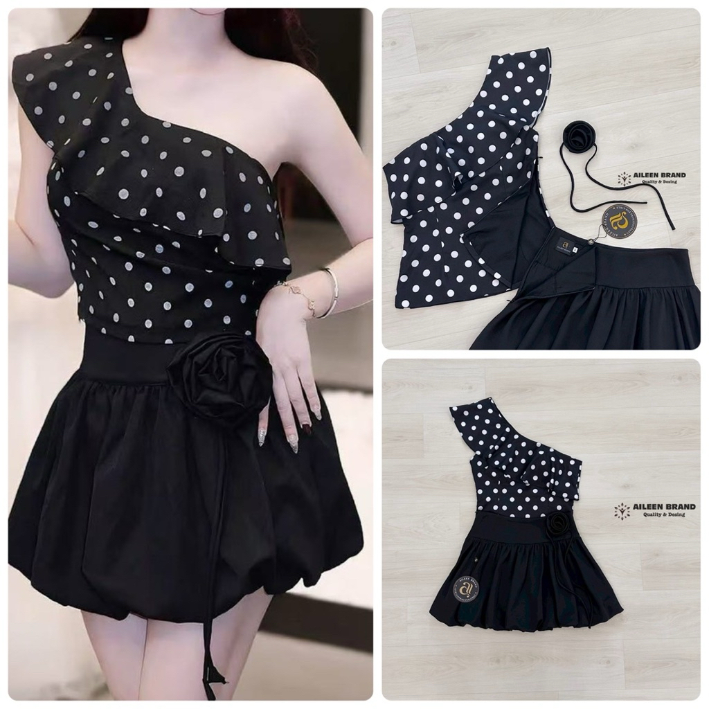 Aileen Set เสื้อไหล่เดียว+กระโปรงพองๆ