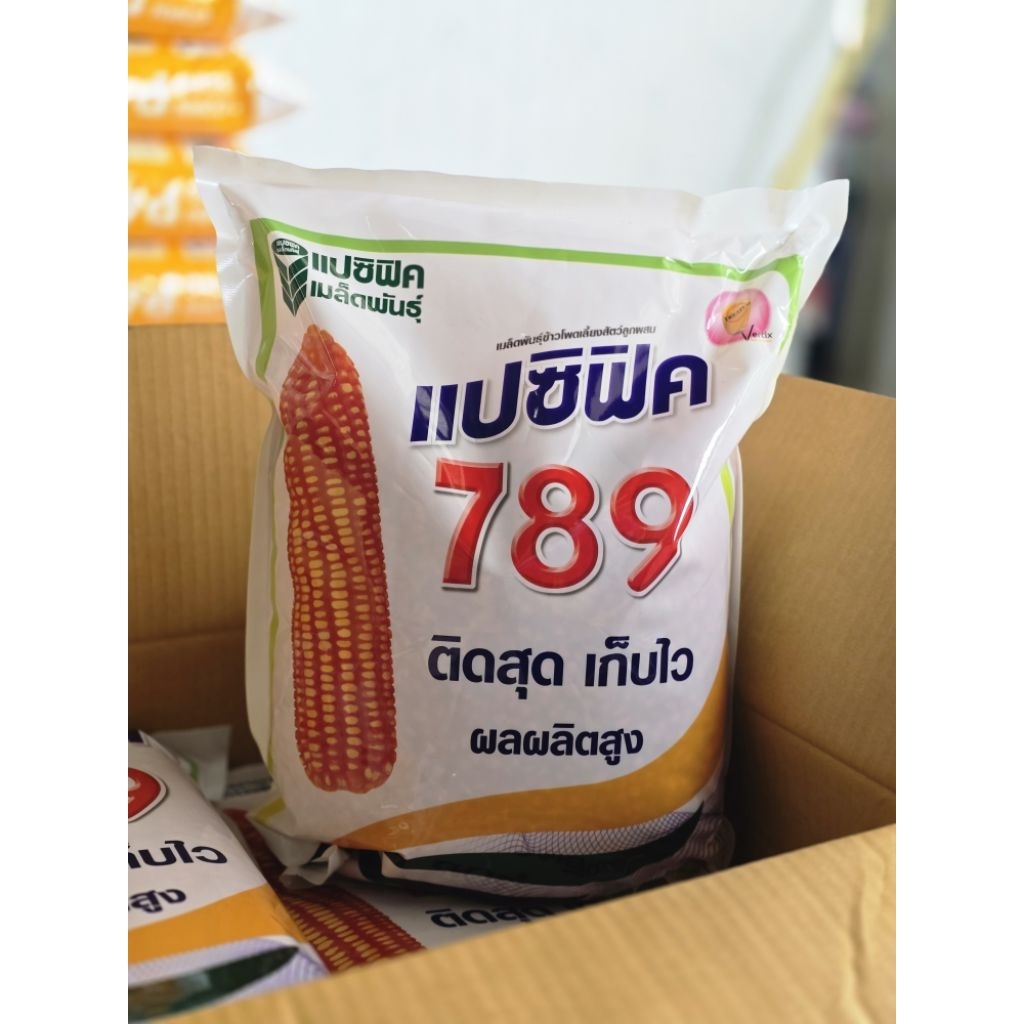 ข้าวโพดแปซิฟิค 789 เมล็ด 3 หุน ขนาด 5 กิโลกรัม ติดสุดปลายฝัก ผลผลิตต่อไร่สูง