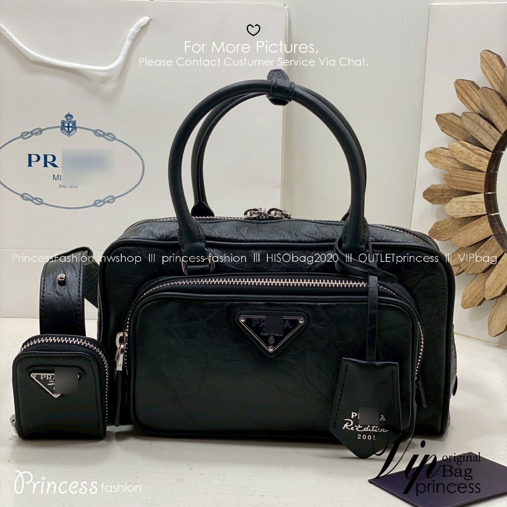 ORI หนังแท้ | P.An-tique nappa leather multi-pocket top-handle bag  กระเป๋าสะพายทรง keepall มีช่องซิ