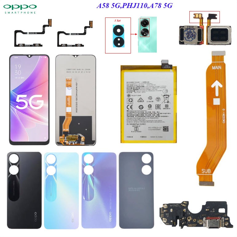 อะไหล่มือถือ Oppo A58 5G,PHJ110,A78 5G/สายแพร/ลำโพงหูฟัง/กระจกเลนส์กล้อง/ฝาหลัง/แบตเตอรี่ BLP923/หน้