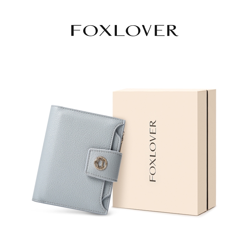 FOXLOVER กระเป๋าสตางค์ผู้หญิง สไตล์สั้น เล็กและเบา เรียบง่ายและมีคุณภาพสูง กล่องของขวัญ