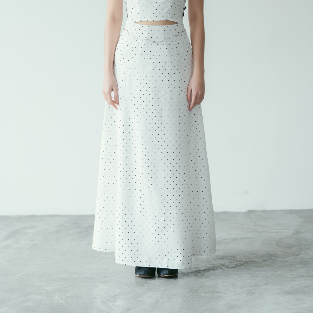 Maxi skirt กระโปรงยาวคลุมข้อเท้าลายจุด (เฉพาะกระโปรง)