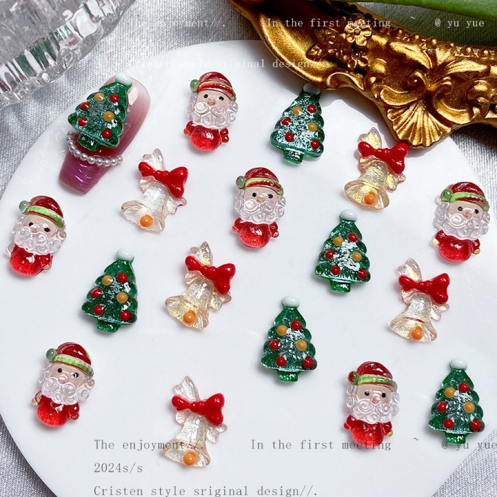 อะไหล่ติดเล็บ ลุงแซนต้า กวางเรนเดียร์ ต้นคริสมาสต์ 10ชิ้น/ห่อ 17 บาท/ห่อ