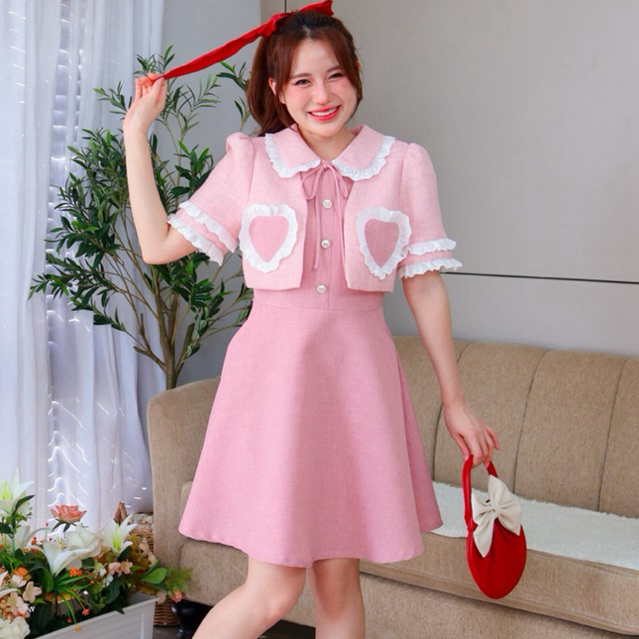 DW313 My Hertz Dress ชุดเดรสทรงบาน ปักลายหัวใจ - รูปที่ 4