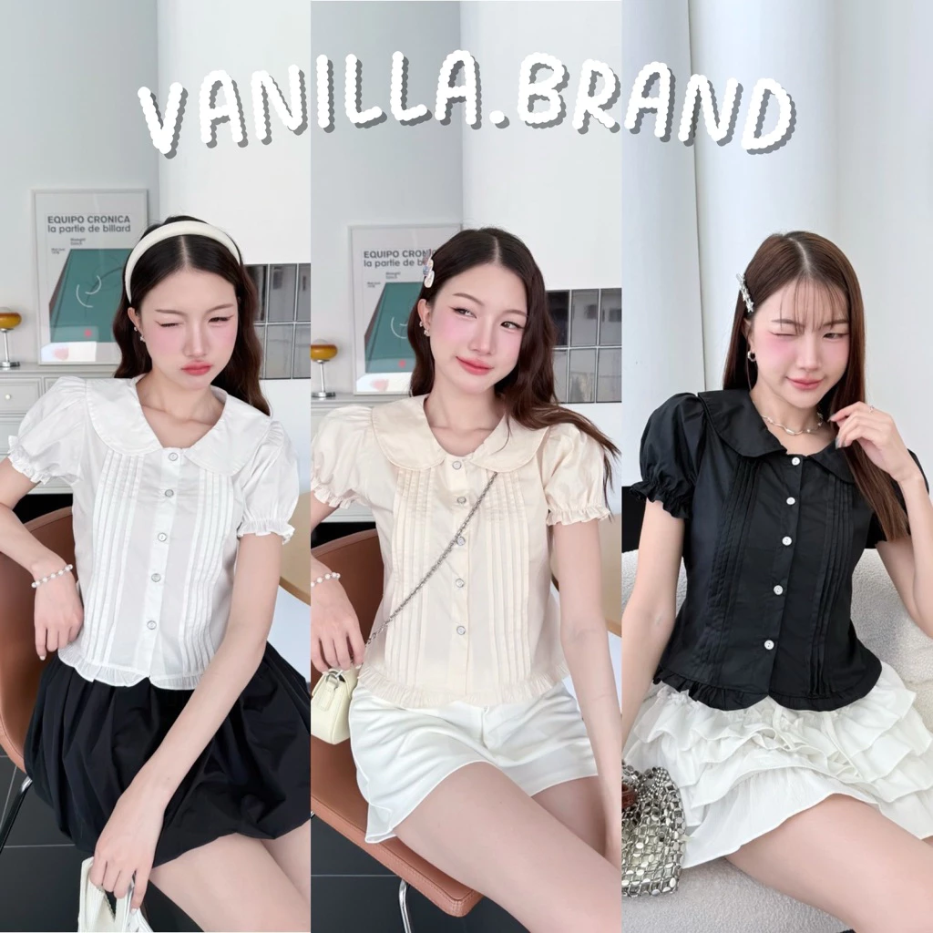 🔴 (มีสีแดง) เสื้อคอบัว ตีเกล็ดหน้า -ttm / VB0240
